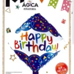 GLOBO DECORATIVO HAPPY BIRTHDAY DIAMANTE BORDE AZUL