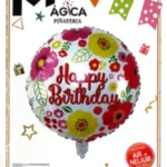 GLOBO DECORATIVO HAPPY BIRTHDAY FLORES