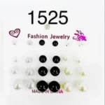 1525// Aretes tipo Topo con Brillo – Set Variado