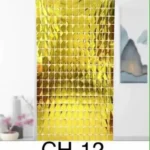 CH-12//Cortina Decorativa Metalizada Cuadriculada Dorada