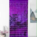 CH-18//Cortina Decorativa Metalizada Cuadriculada Morada