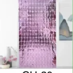 CH-20//Cortina Decorativa Metalizada Cuadriculada Rosada
