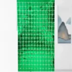 CH-22//Cortina Decorativa Metalizada Cuadriculada Verde