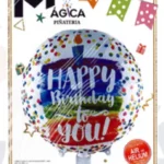 Globo Metálico Redondo “Happy Birthday to You” con Vela 18”