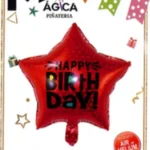 Globo Metálico Estrella Roja “Happy Birthday” 18”