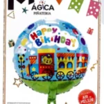 Globo Metálico Redondo “Happy Birthday” Oso Tren 18”