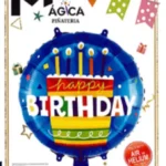 Globo Metálico Redondo “Happy Birthday” Diseño Pastel 18”