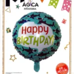 Globo Metálico Redondo “Happy Birthday” Diseño Tiburón 18”