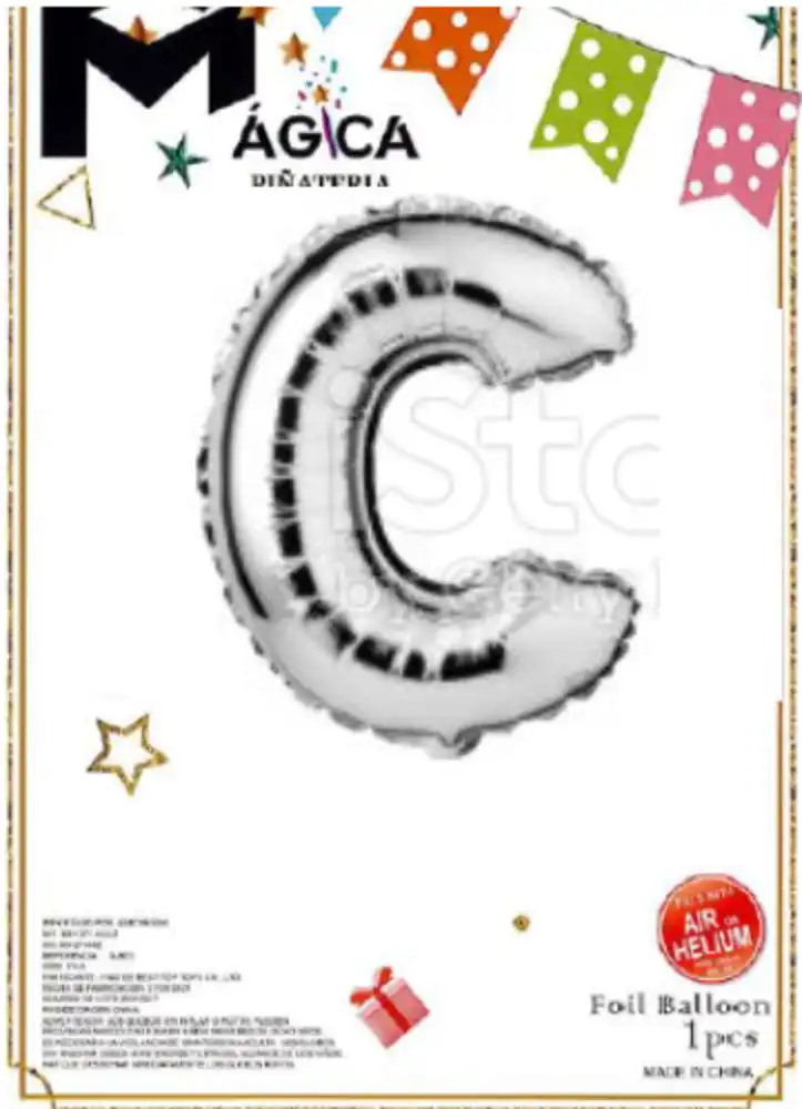 32-CP//Globo Letra “C” Plateada Metalizada 32”