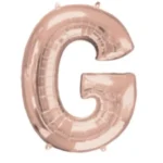 CY-GDR//Globo Letra “G” Oro Rosa Metalizada con Pestañas