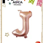 CY-JDR//Globo Letra “J” Oro Rosa Metalizada