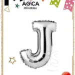 CY-JP//Globo Letra “J” Plateada Metalizada
