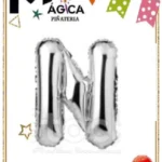 CY-NP//Globo Letra “N” Plateada Metalizada