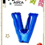 CY-VAZ//Globo Letra “V” Azul Metálico