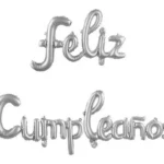 FE-1P//Globo Metalizado “Feliz Cumpleaños” Plateado Brillante